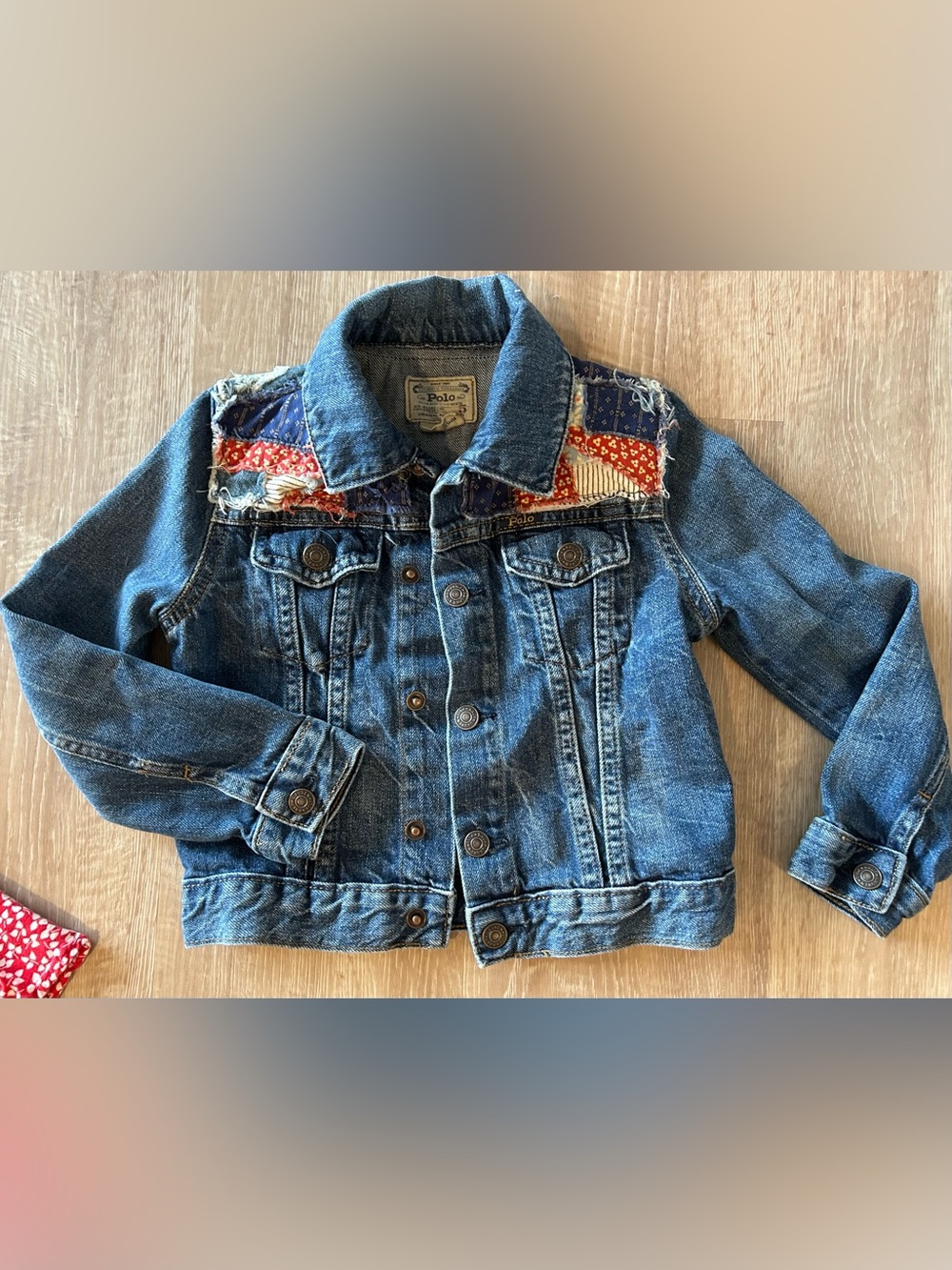 Ralph Lauren Kids Blue Denim Jacket with Red Patchwork